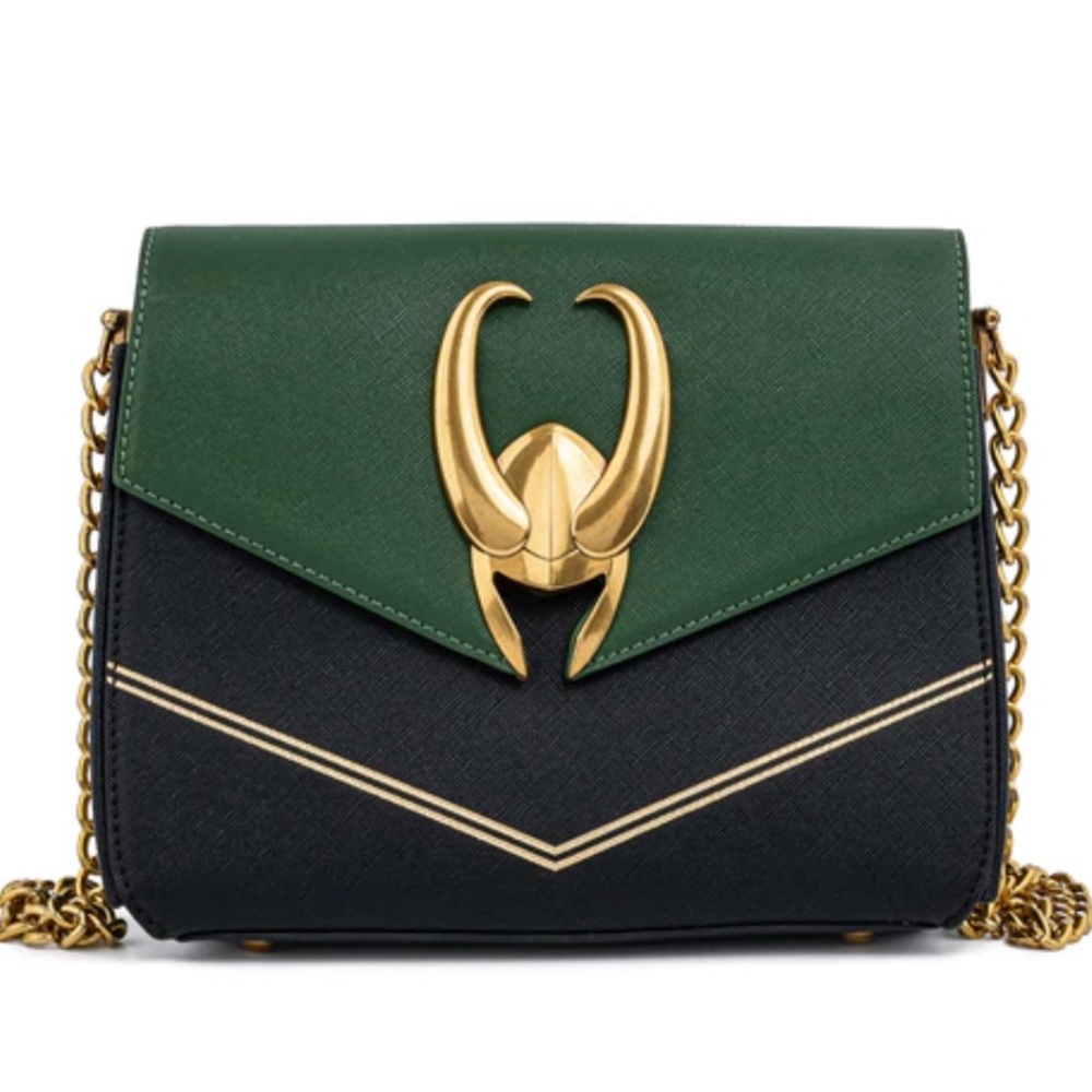 Loungefly Disney Marvel Loki hardware crossbody bag faux leather NWT